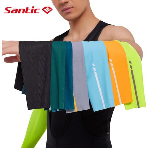 Santic Cycling Arm Warmer UV Protection Breathable Running Bicycle Arm Protection Cuff Men Sport Outdoor Anti-Slip Arm Sleeves