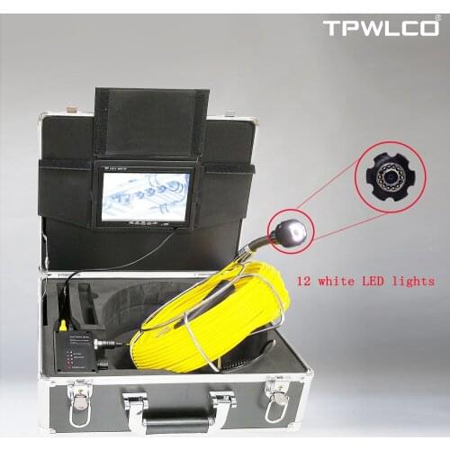 7"Monitor Pipeline Inspection Video Camera,20m 30m 40m 50m Coil 23mm Drain Sewer Pipe Industrial Endoscope CCTV Video Record