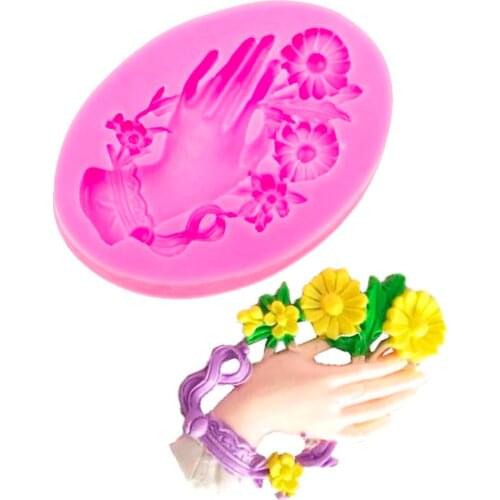 Take the flower hand Cutting Dies 3D Craft Relief Fondant Chocolate silicone Mold Cake Decorating kitchen DIY Tools FT-1048