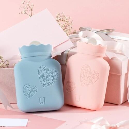 Explosion-proof Safe Hot Water Bottle with Knitted Cover Silicone Microwave Heating Water-filling Hot Water Bag Pouch for Winter