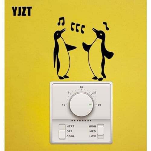 YJZT Cartoon Pattern Vinyl Wall Decal Switch Stickers Living Room Decor Singing Dancing Penguins Animals 17SS0344