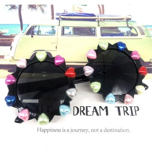 ZAOLIHU Colorful Heart Pearl Kids Sunglasses 4-12 Years Small Round Baby Diamond Eyewear Sun Glasses Cute Children Eyeglasses