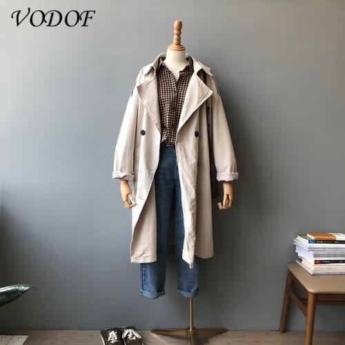 Spring New Korean Style Loose Temperament Solid Color Lapel Long Sleeve Mid-Length Ins Fashionable Coat and Trench Coat Women