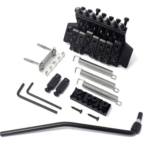 1 Set Metal 7-String Electric Guitar Double Tremolo Bridge DIY, with Lock Nut & Tremolo Arm & Wrench & Screws & Lock Studs