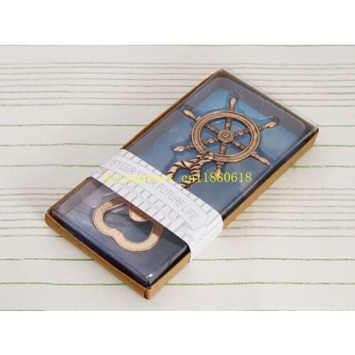100pcs/lot Fast Shipping Antique Rudder Bottle Opener Vintage Wine Openers Ocean Wedding Favors