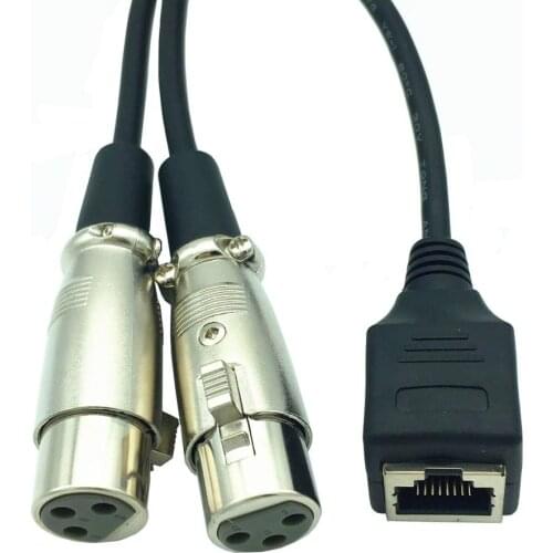 2* XLR 3 Pin Female To RJ45 Female Network Adapter Short Connector Cable 25cm