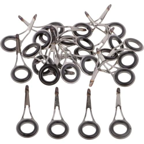 25pcs Sturdy Fishing Rod Guides Single Leg Rod Eye Line Rings DIY Rod Building Part Stainless Steel Frame and Ceramic Ring