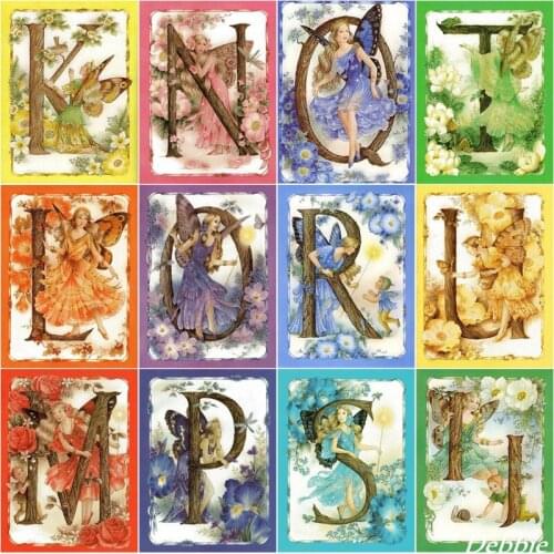 5D DIY Diamond Painting Cartoon Picture of Rhinestone Fairy Diamond Painting Full Square/Round Alphabet Mosaic Home Decor Gift