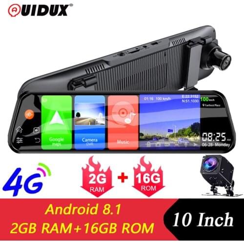 QUIDUX Android 8.1 2GB+16GB ADAS 10 in 1 DashCam Car DVR Mirror Camera 4G WIFI GPS navigation Bluetooth FHD 1080P Video Recorder