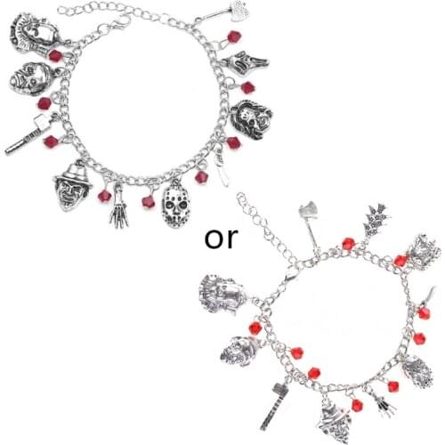 Horror Movie Charm Bracelet Ghost Chain Men Women Halloween Costume Jewelry Gift