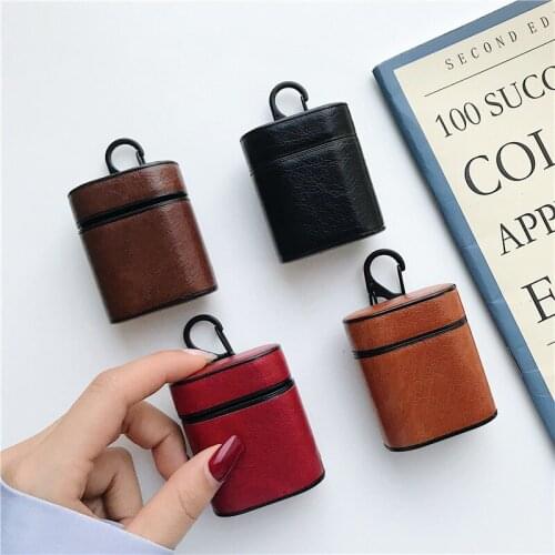 Earphone Case For Airpods Protective Case Wireless Bluetooth Headset Box Charging Bag Genuine Leather Cover Shell For Airpods