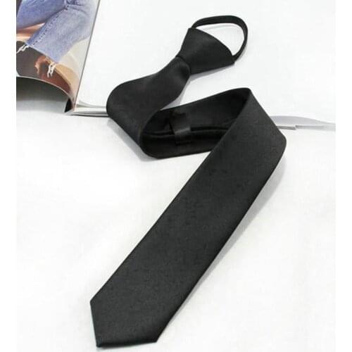 Black Clip On Tie Security Ties For Men Women Doorman Tie Clothing Necktie Black Accessories Black Matte Steward Funeral R2A7