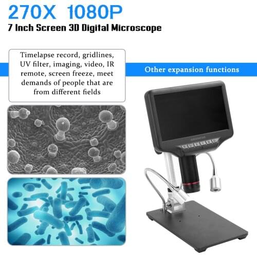 AD407 3D Digital Microscope 270X 1080P High-Definition Multimedia Interface Long Object Distance soldering Microscopes phone