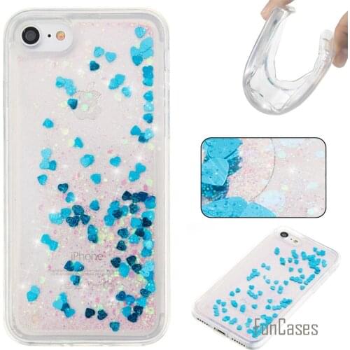 Coque Bling Love Heart Stars Soft TPU Phone Case Cover For iPhone 7 Funda Quicksand Cell Phone Case For iPhone 7 Plus Capinhas
