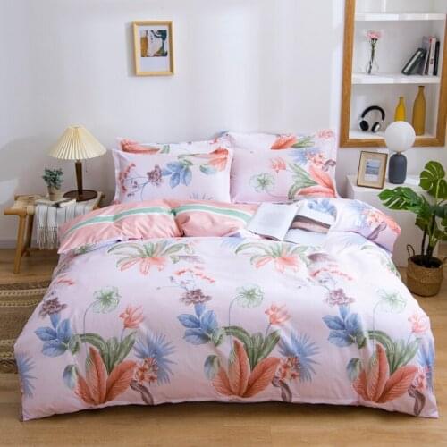 Europe Bedding Set Quilt Cover Pillowcase Duvet Cover Sets Flower King Queen Double Single Full Size Pink Bed Linens