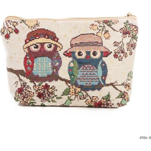 Miyahouse Canvas Cosmetic Bag Women Make Up Pouch Cartoon Owl Printed Travel Toiletry Organizer For Female Cartoon Make Up Bag