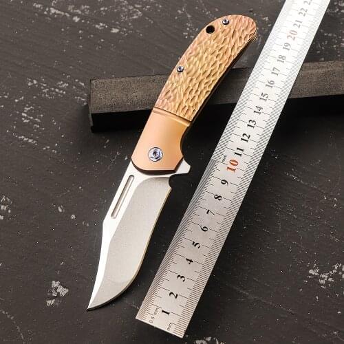 EDC pocket knife m390 steel outdoor hunting knife portable camping survival knife titanium handle high end knife