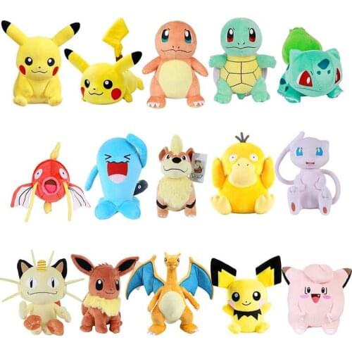 HQ Anime Pikachu Plush Doll Pokemon Kawaii Stuffed Doll Bulbasaur Squirtle Charmander Charizard Eevee Snorlax Kid Baby Gift