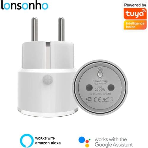Lonsonho Smart Plug Tuya WiFi Socket Type E France EU Plug 10A 16A Compact Size Wireless Control Compatible Alexa Google Home