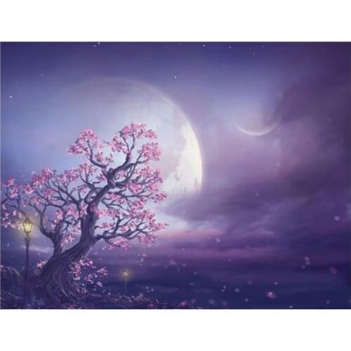 Full Square Round 5D DIY Diamond Painting Sakura Tree Moon landscape Diamond Embroidery Cross Stitch Needlework mosaic kit L348