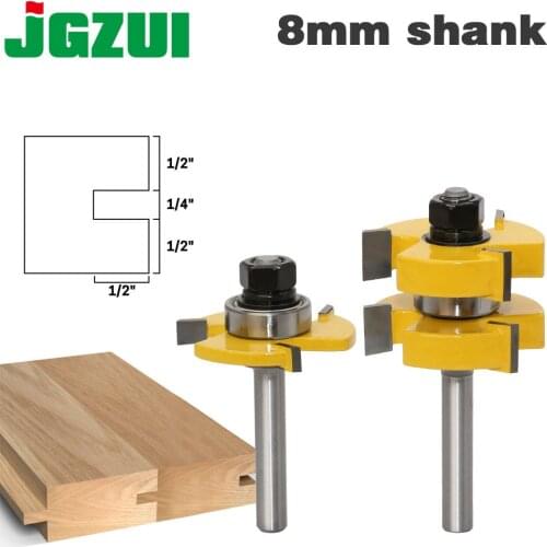 2pc 8mm Shank Tongue & Groove Router Bit Set - Large Stock up to 1-1/4" Woodworking cutter Tenon Cutter for Woodworking Tools