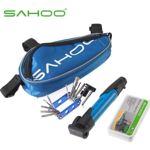 SAHOO 15 in 1 Bicycle Repair Tools Kit Biycle Cycling Puncture Bike Multi Function Tool Repair Kit Set With Pouch