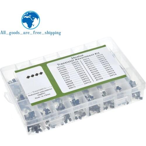 840pcs/set 24Values TO-92 Transistor Assortment Kit BC327 BC337 BC547 transistor 2N2222 3904 3906 C945 PNP/NPN transistors pack