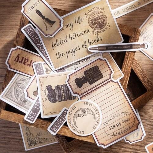 Junk Journal Vintage English Label Bill Text Sticker DIY Scrapbook Travel Diary Base Background Material Stickers