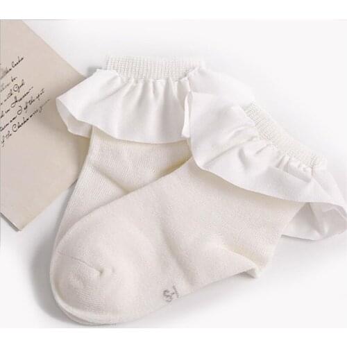 HOT Sale Anti-slip Baby Socks Cotton Lace Baby Girl Socks Autumn Infant Toddler Newborn Solid Socks For 2 to 8 Years