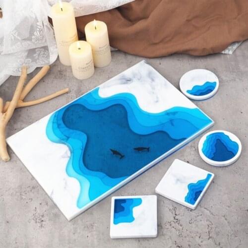 Irregular Coaster Tray Resin Casting Silicone Molds Kit Terrace Storage Tray Resin Mold Home Decor Resin Art Crafts Tool