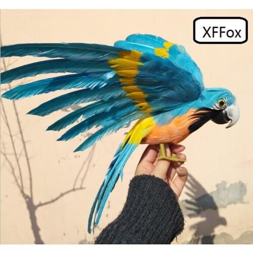 Real life blue&orange parrot model foam&feather simulation cute wings parrot bird gift about 30x45cm xf0248
