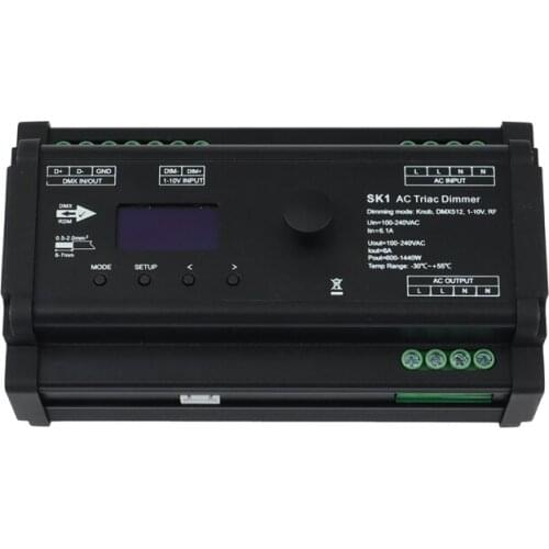 SK1 100-240VDC OLED AC Triac Dimmer Controller Knob Dimming / DMX RDM Decoder / 1-10V RF 2.4G Control OLED Display