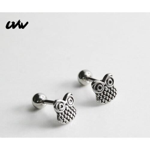 UVW266 2pc Unisex Fashion Boho Stainless Steel Owl Animal Ear Stud Earrings Women Men Accessories Fashion Piercing Jewelry Cool