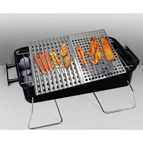 Grill Mesh Foldable Stainless Steel BBQ Mesh Supplies Outdoor Non-Stick Steaming Barbecue BBQ Grill Mesh Oven Net Carbon Grill