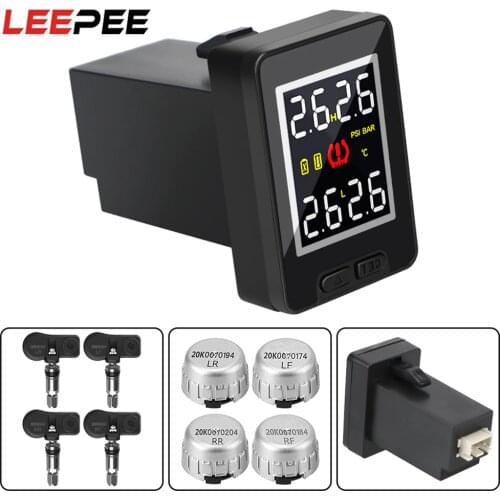 LEEPEE Temperature Real-time Monitoring Car TPMS Tire Pressure Monitor System for Toyota 4Pcs External Internal Sensor Save Fuel