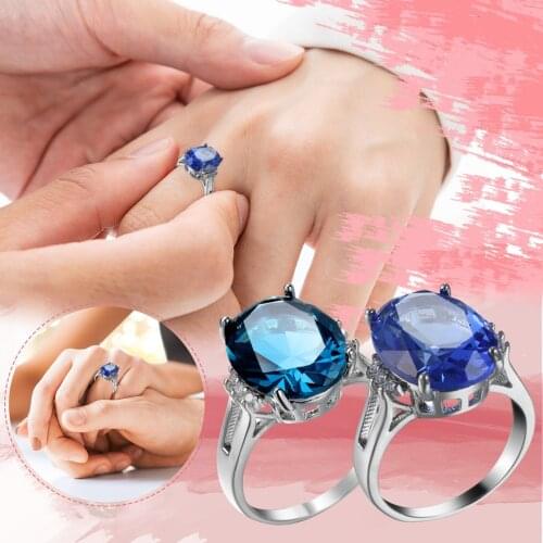 Rhinestone Zircon Ring Women Girlfriend Birthday Present Glamour Love Engagement Ring Female Ring Jewelry Gift Accessories