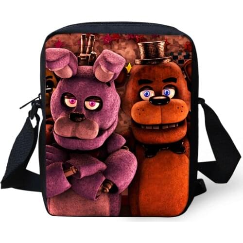 Womens Messenger Bags Five Nights At Freddys Pattern Girls Cross Body Bag Fantasy Animal Design Girls Mini Flaps Purse Bags