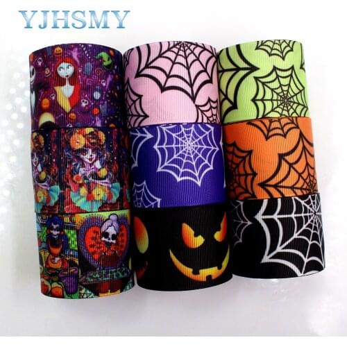 YJHSMY,G-18801-756,38 mm 10 yards Halloween Printed grosgrain ribbons,DIY handmade Hair accessories wedding gift wrap Material
