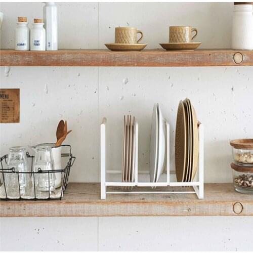 CuteLife Iron White Nordic Three Grid Dish Drainer Plate Holder Bowl Storage Kitchen Supplies Metal Shelf Rack Kitchen Organizer