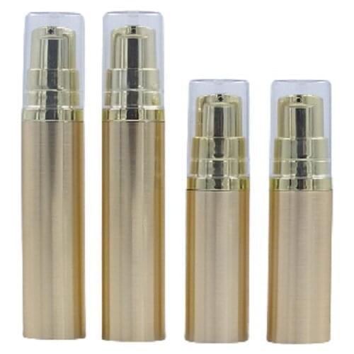 5ML 10ML Empty Round Cosmetic Sample Packaging Vacuum Plastic Lotion Pump Clear Cover Lid Gold Silver Airless Bottle 50pieces