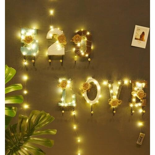 Vintage Nordic Alphabet Letters Numbers 36 x 12cm Wall Hooks Antique Finish Wood Clothes Hanger Rack Wall Hook for Room Decor