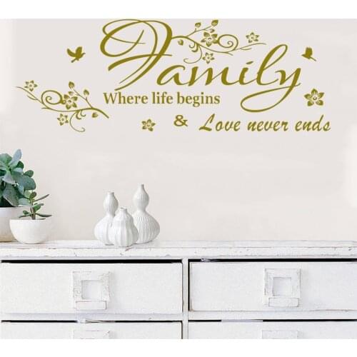 Vinyl Carved Wall Stickers Family Decals Art Wallpaper Living Room Posters Life Begins Fashion Simple Decorative Painting SZ-032