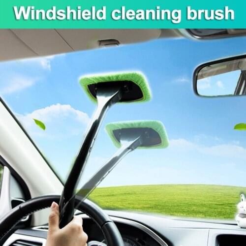 Window Windshield Cleaning Tool Microfiber Cloth Car Cleanser Brush with Detachable Handle Auto Inside Glass Wiper SCIE999