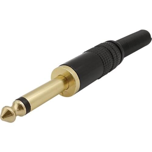 6.35 Mono Male Plug Microphone Plug Assembly Wire Connector 6.35mm 1/4 inch Mono Audio Connector Audio speaker with Spring