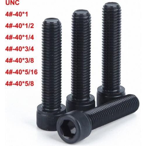 10Pc UNC Coarse Thread 4#-40*1/4 5/16 3/8 1/2 5/8 3/4 1 inch Length Hex Socket Cup Head Screw Allen Bolt 12.9 Grade Carbon Steel