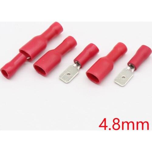 100 Pcs (50Pairs) 4.8mm Red Female Male Electrical & Wiring Connector Insulated Crimp Terminal Spade