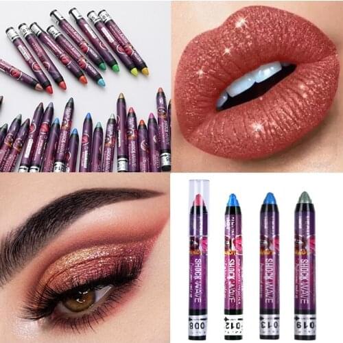 2 In 1 Eyeshadow Stick Lip Liner Pearlescent Eye Shadow Pen Lying Silkworm Pen Beauty Party Makeup Tool Not Easy To Smudge TSLM1