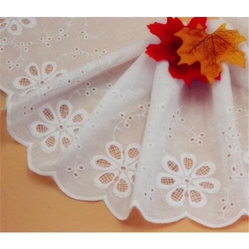 3Y-5Yard/Lot White Embroidered Hollow Lace Trim Cotton Cloth Lace Fabric Width 22CM Sew Diy Clothing Dress Accessories