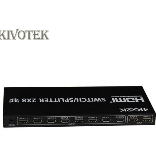 4k*2k,3D 2X8 HDMI SwitcherSplitter,Support LPCM Audio Connector IR Remote Control,Power Supply For HDTV PC Project Free Shipping