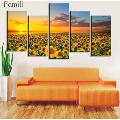 5 Panel Modern Flower Canvas Painting On Canvas Wall Art Flowers Picture Home Decor For Living Room Descorative Picture